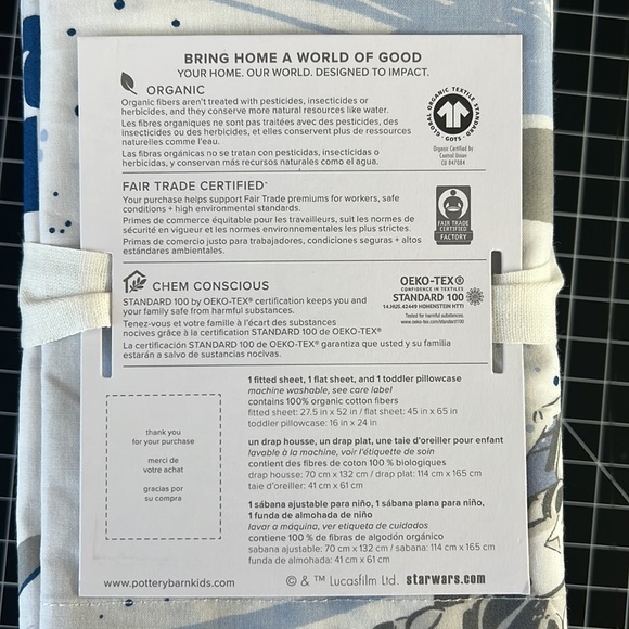 New Star Wars Toddler Organic Sheet Set - Picture 6 of 7